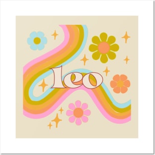 Leo 70s rainbow with flowers Posters and Art